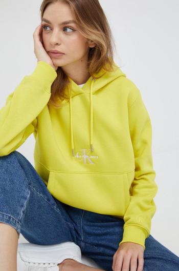 Mikina Calvin Klein Jeans dámská, žlutá barva, s aplikací