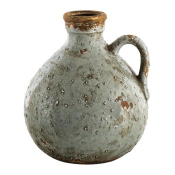 Šedá keramická dekorativní váza s ouškem - 18*17*20 cm 6CE1425
