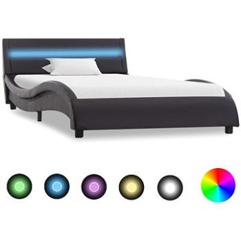 Rám postele s LED světlem černý umělá kůže 90x200 cm (285666)