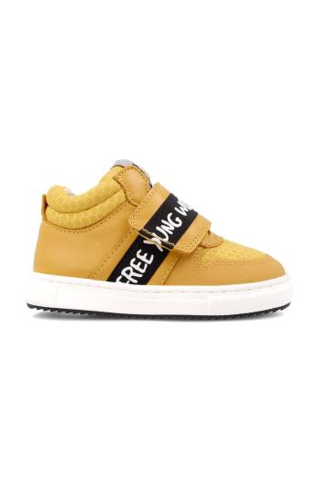 Dětské kožené sneakers boty Garvalin žlutá barva