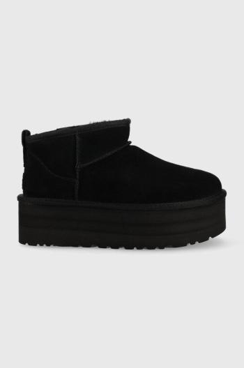 Semišové sněhule UGG W Classic Ultra Mini Platform černá barva, 1135092.BLK