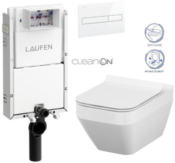 LAUFEN Podomít. systém LIS TW1 SET s bílým tlačítkem + WC CERSANIT CLEANON CREA čtverec + SEDÁTKO H8946630000001BI CR2