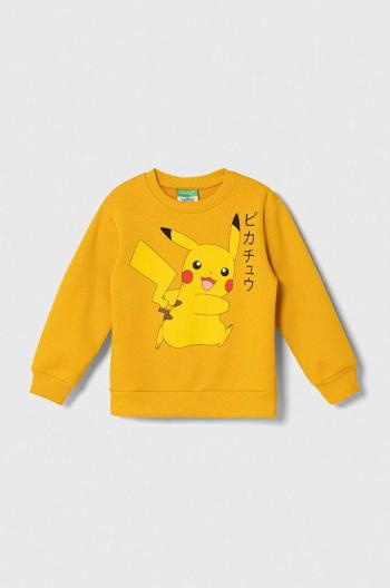 Dětská mikina United Colors of Benetton x Pokemon žlutá barva, s potiskem