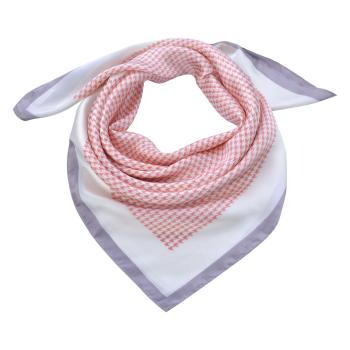 Bílo růžový šátek s šedivým lemováním - 70*70 cm JZSC0562P