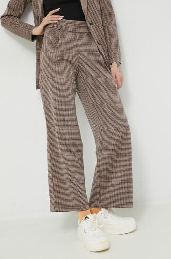Kalhoty JDY Geggo dámské, hnědá barva, jednoduché, high waist