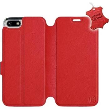 Flip pouzdro na mobil Honor 7S - Červené - kožené -   Red Leather (5903226499588)