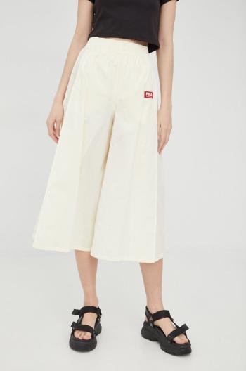 Kalhoty Fila dámské, béžová barva, široké, high waist