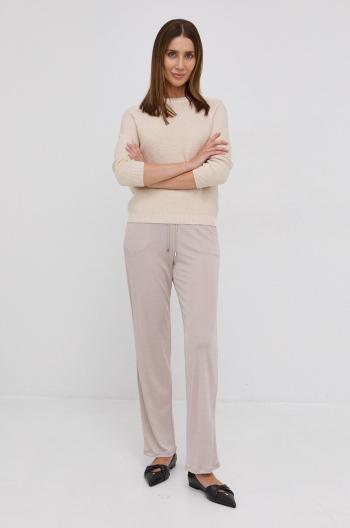 Kalhoty Max Mara Leisure dámské, průhledná barva, široké, high waist