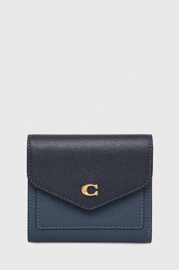 Kožená peněženka Coach tmavomodrá barva