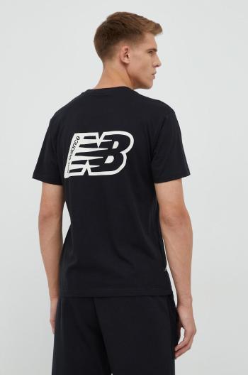 Bavlněné tričko New Balance černá barva, s potiskem