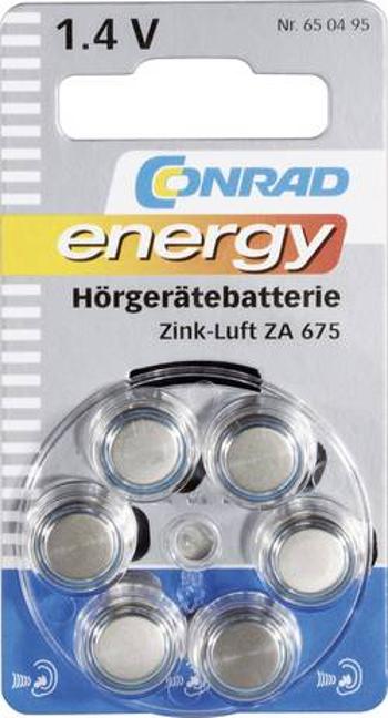 Knoflíková baterie Conrad energy ZA675, zinek/vzduch, 630 mAh, 1,4 V, 6 ks