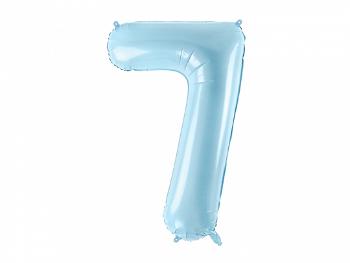 PartyDeco Fóliový balónek narozeninové číslo 7 - světlemodrý