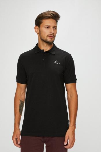 Bavlněné polo tričko Kappa černá barva, s aplikací