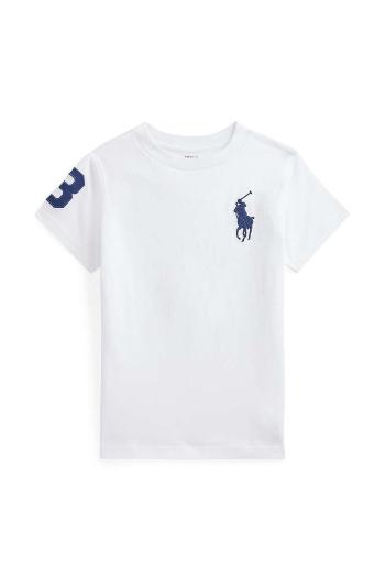 Dětské bavlněné tričko Polo Ralph Lauren bílá barva, s potiskem, 322832907037