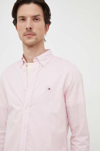 Košile Tommy Hilfiger červená barva, slim, s límečkem button-down, MW0MW33762