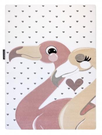 Dywany Łuszczów Dětský kusový koberec Petit Flamingos hearts cream - 180x270 cm Béžová