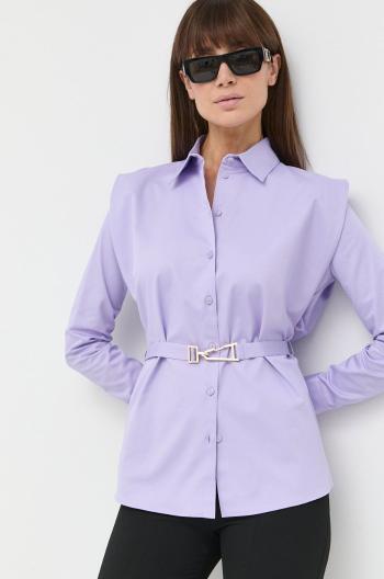 Košile Patrizia Pepe dámská, fialová barva, relaxed, s klasickým límcem