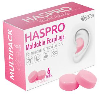 Haspro Mold6 silikonové špunty do uší, růžové 6 párů 12 ks