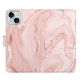 Flipové pouzdro iSaprio - RoseGold Marble - iPhone 15 Plus