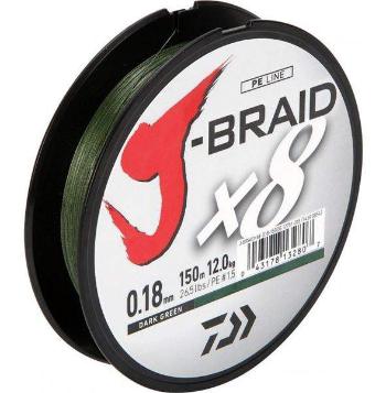 Daiwa splétaná šňůra j-braid dark green 300 m-průměr 0,35 mm / nosnost 36 kg