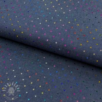 Bavlněná látka JEANS FOIL Dots multicoluor