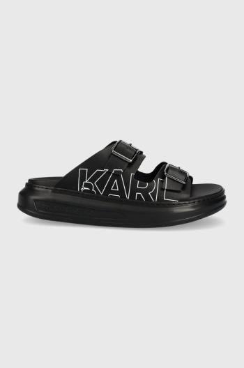 Kožené pantofle Karl Lagerfeld Kapri Mens pánské, černá barva