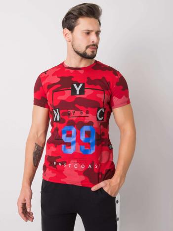 ČERVENÉ PÁNSKÉ TRIČKO S POTISKEM 99 MH-TS-2088.07-RED Velikost: XL