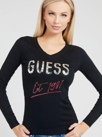 Guess černý svetr Logo V Neck