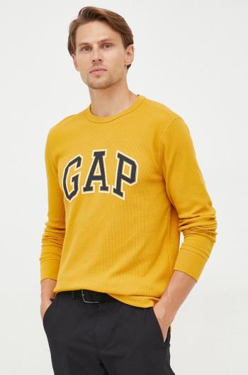 Tričko s dlouhým rukávem GAP zlatá barva, s potiskem