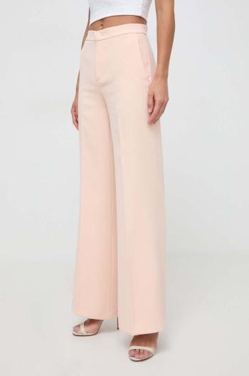 Kalhoty Twinset dámské, růžová barva, široké, high waist