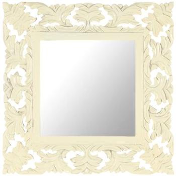 Ručně vyřezávané zrcadlo bílé 50 x 50 cm masivní mangovník (321641)