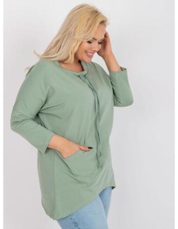 Dámská halenka s 3/4 rukávy  plus size BASIC pistáciová 