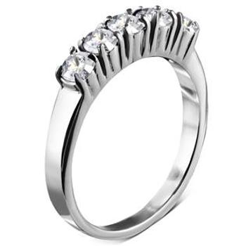 Šperky4U Ocelový prsten se zirkony - velikost 50 - OPR1619-50