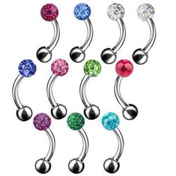 NUBIS® Piercing do obočí s krystaly Crystals From Swarovski® 1,2 x 8 mm - OB01106-R