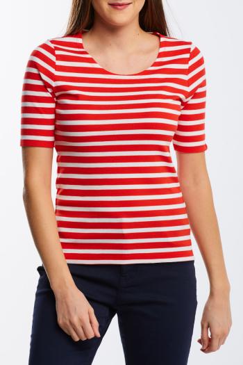 TRIČKO GANT STRIPED 1X1 RIB LSS T-SHIRT červená XS