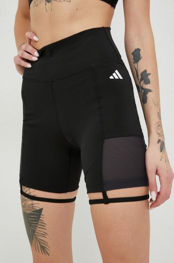 Tréninkové šortky adidas Performance Training Essentials dámské, černá barva, hladké, high waist