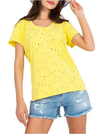 žluté tričko s efektním děrováním vel. ONE SIZE