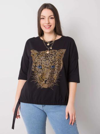 ČERNÁ DÁMSKÁ HALENKA S MOTIVEM LEOPARDA -RV-BZ-6375.09P-BLACK Velikost: S/M