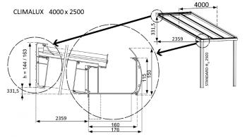 Hliníková pergola 400 cm antracit / polykarbonát Dekorhome 250 cm