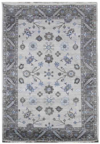 Diamond Carpets koberce Ručně vázaný kusový koberec Diamond DC-USHAK silver/black - 365x457 cm Šedá