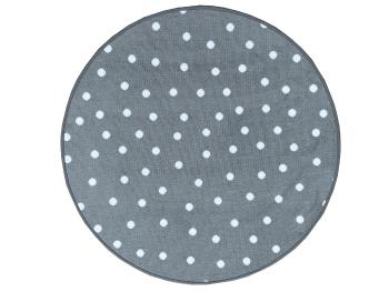 Vopi koberce  100x100 (průměr) kruh cm Kusový dětský koberec Puntík šedý kruh - 100x100 (průměr) kruh cm Šedá