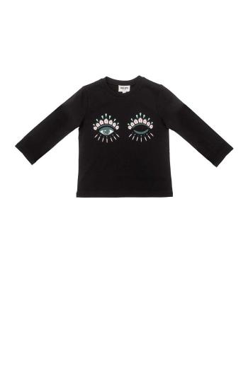 Dětská bavlněná košile s dlouhým rukávem Kenzo Kids černá barva