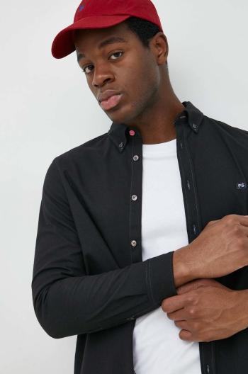 Košile Paul Smith pánská, černá barva, regular, s límečkem button-down