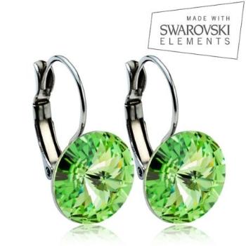 Ocelové náušnice RIVOLI 12 mm SWAROVSKI Elements Peridot ASW05