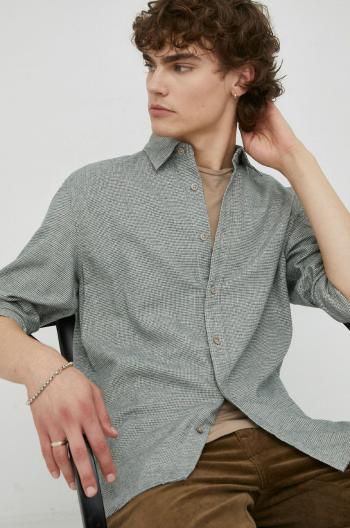 Bavlněné tričko Marc O'Polo šedá barva, regular, s klasickým límcem