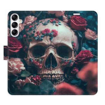 Flipové pouzdro iSaprio - Skull in Roses 02 - Samsung Galaxy A14 / A14 5G