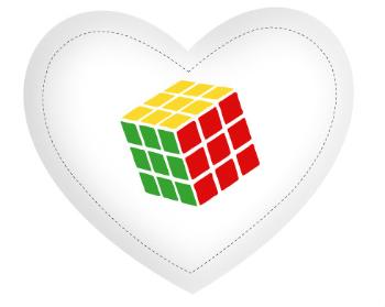 Polštář Srdce Rubikova kostka