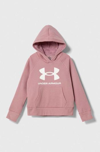 Dětská mikina Under Armour UA Rival Fleece BLÂ růžová barva, s kapucí, s potiskem