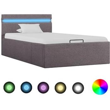 Zvedací rám postele s LED světlem taupe textil 100x200 cm (285625)