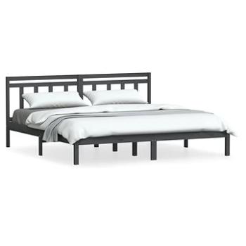 Rám postele šedý masivní dřevo 180 × 200 cm Super King, 3100606 (3100606)